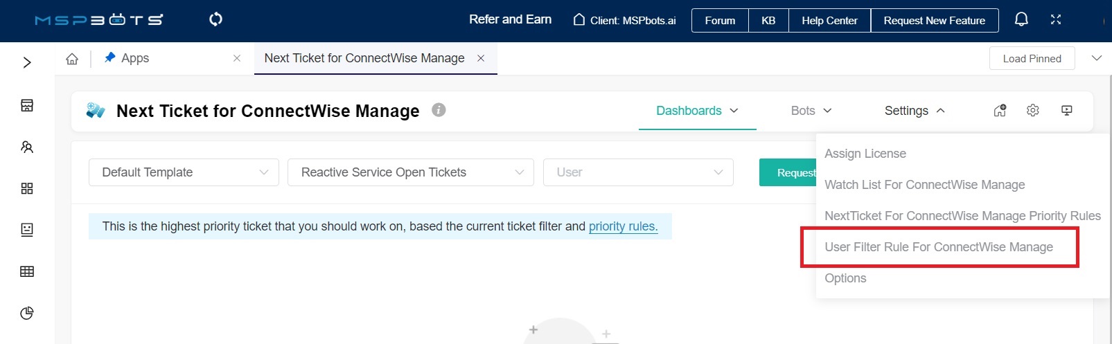 user filter rule