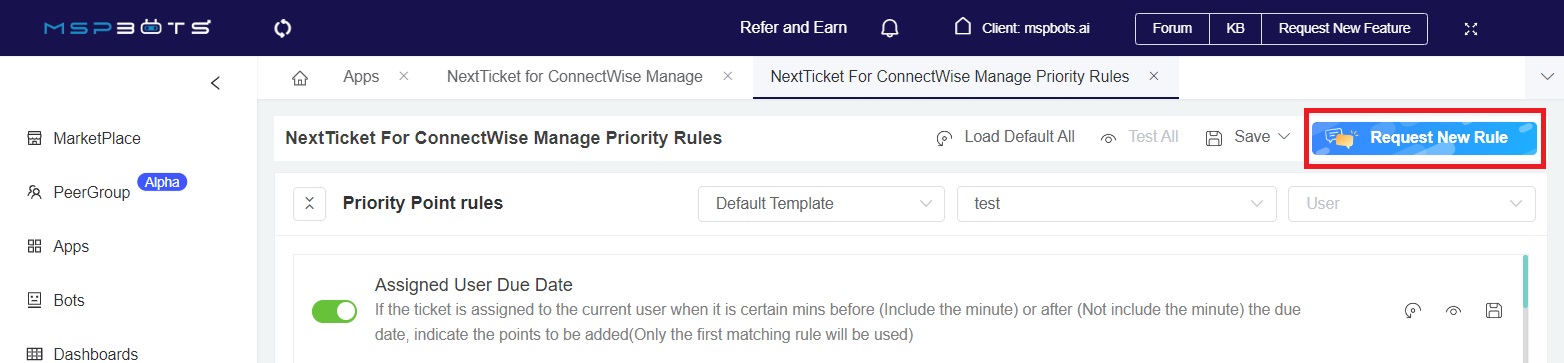 request new rule