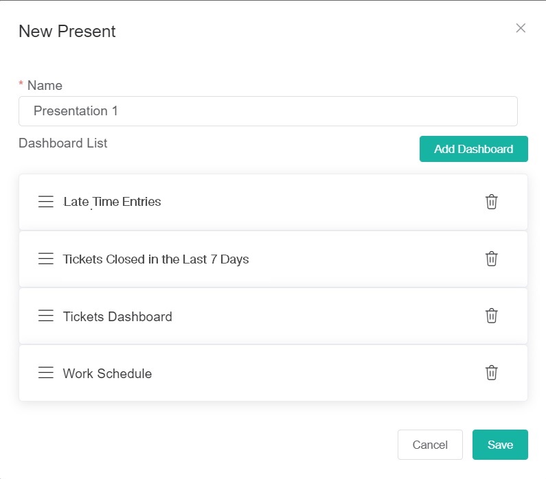 dashboard list