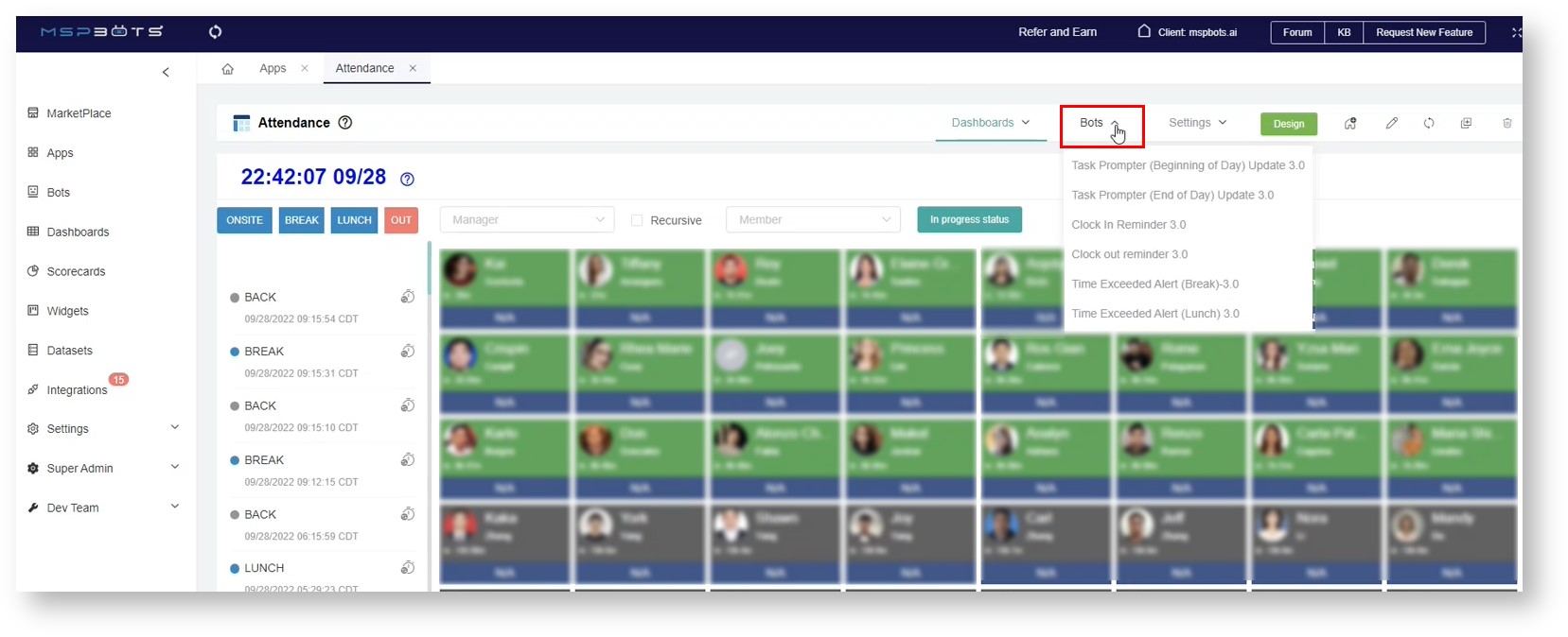 Attendance bots