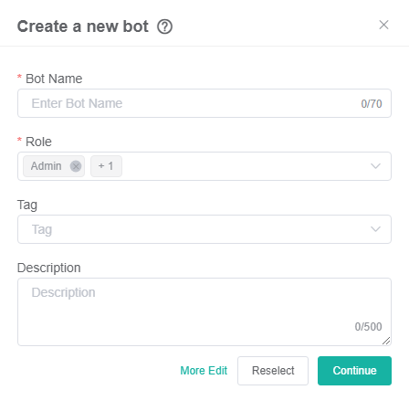 image create new bot fields