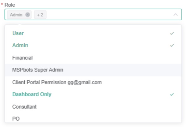 role access options