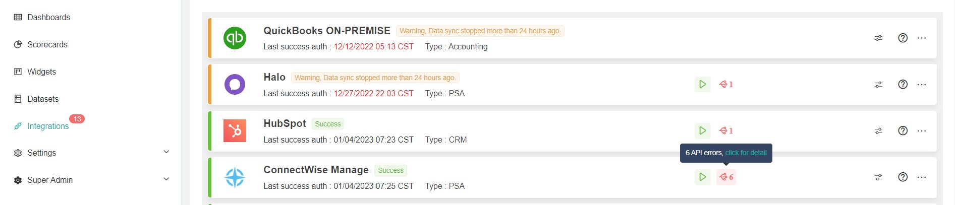 integration errors