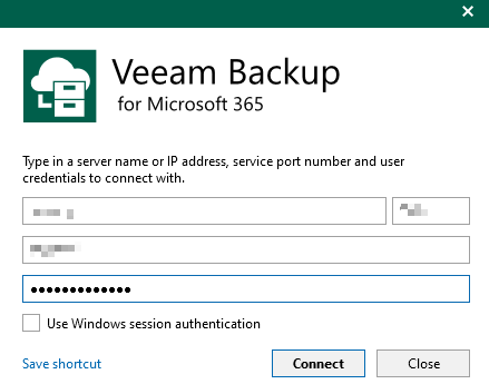 image Veeam Backup for MS 365 login