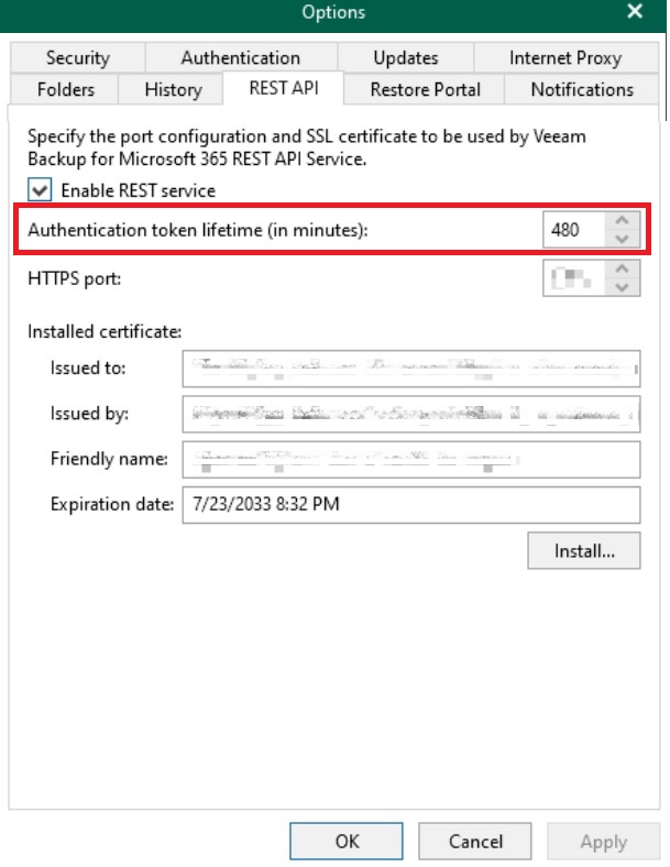 image authentication token lifetime