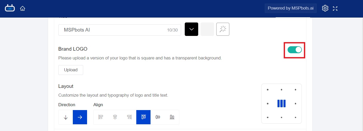 upload logo switch