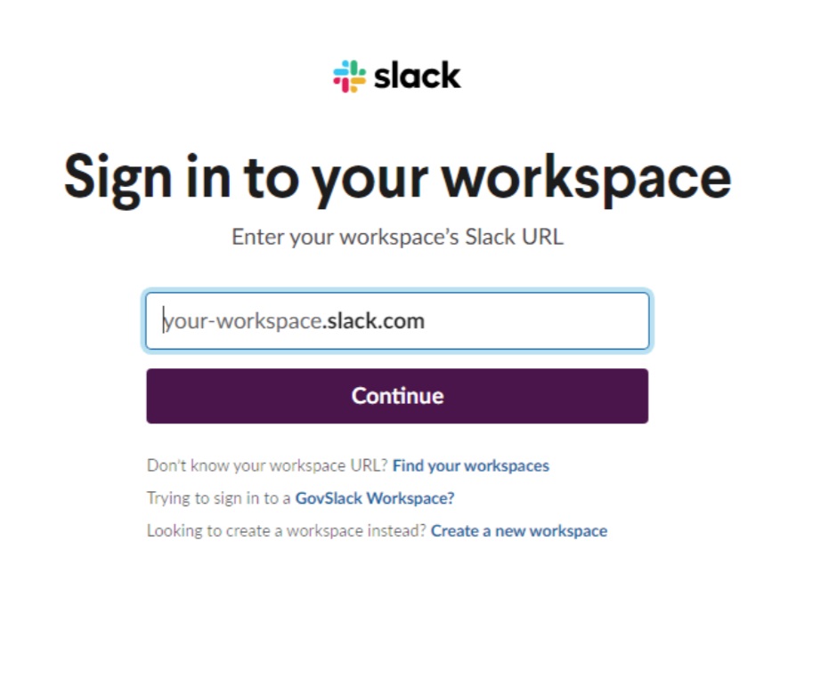 image sign in slack workspace