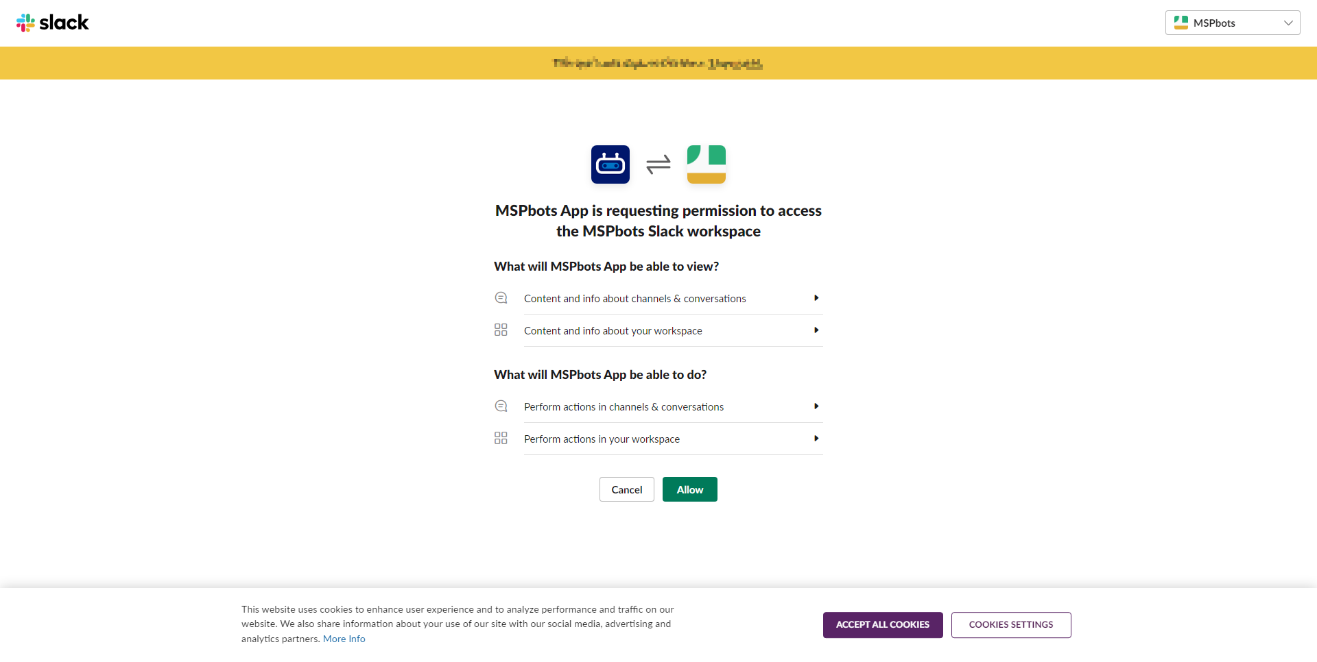 image allow access to workspace