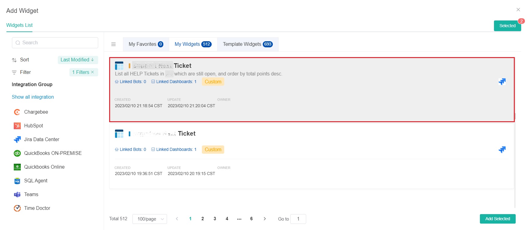select widgets