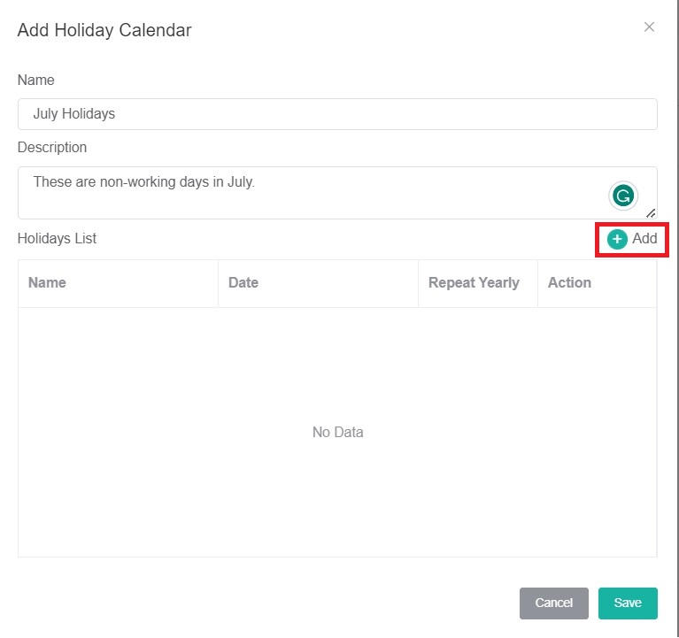 add holiday