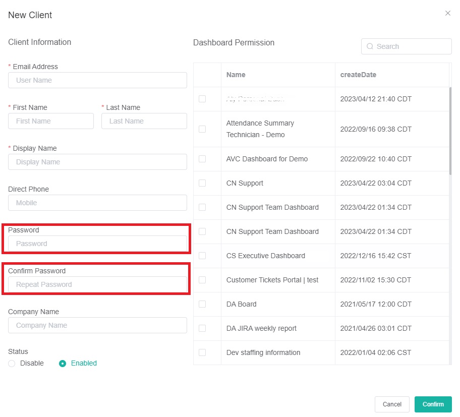 client password