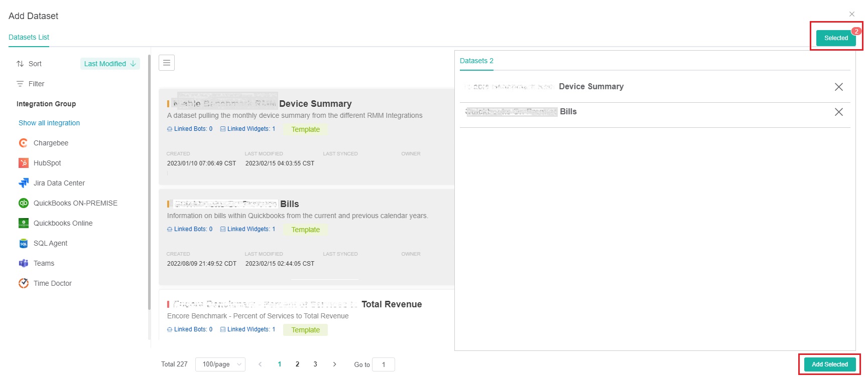 add select dataset
