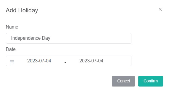 add holiday
