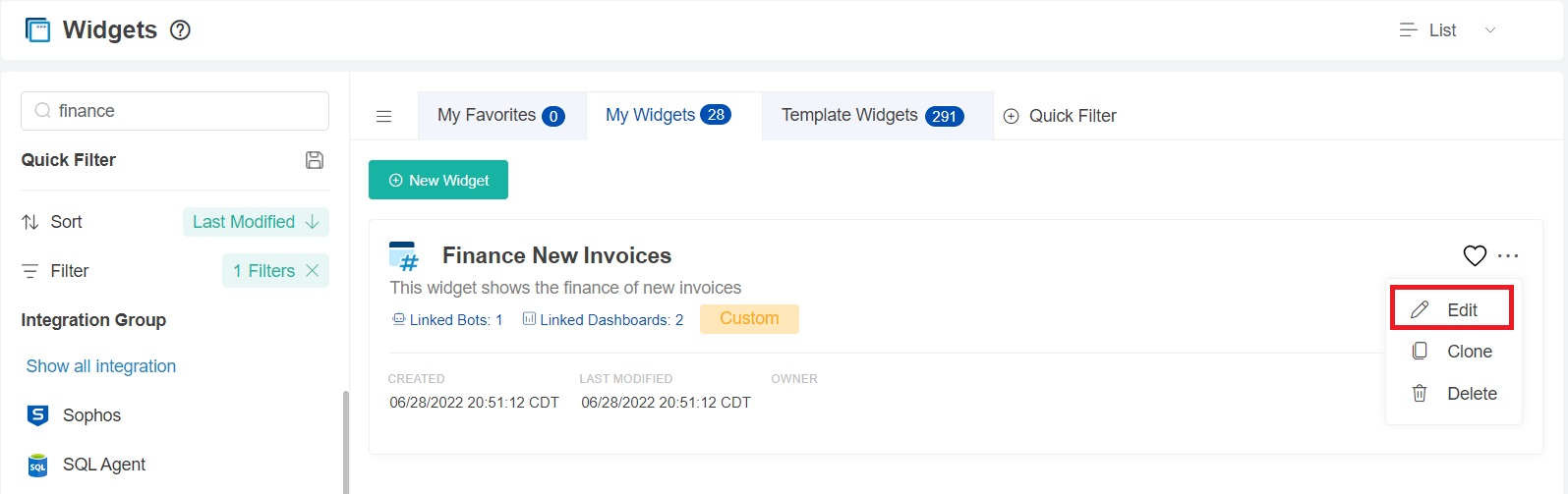 widget finance