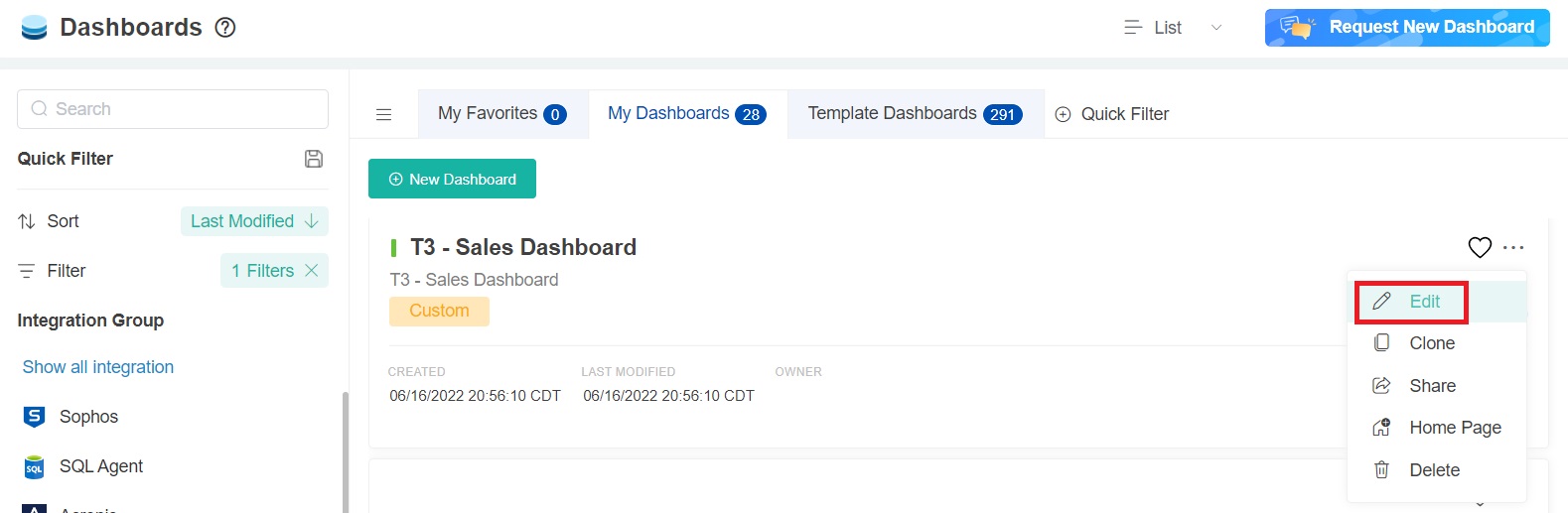 dashboard edit