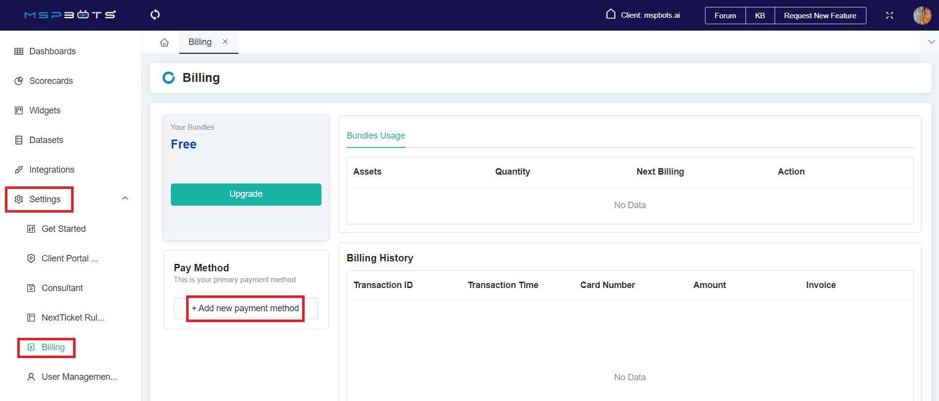 Billing details